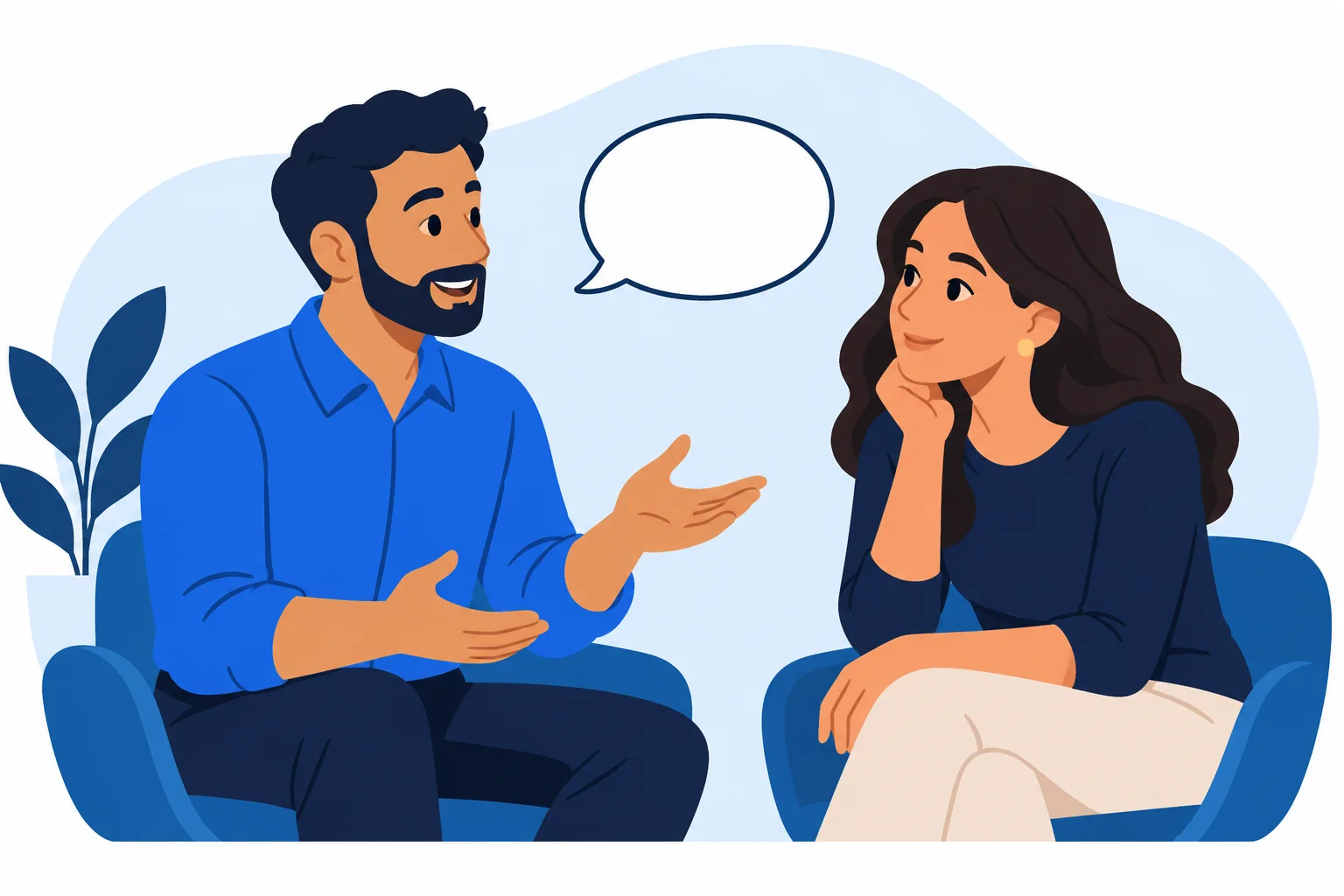 Two people discussing a question