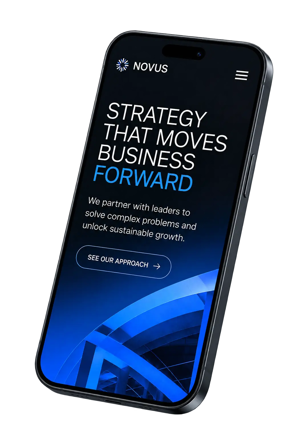 Novus strategy mobile website concept.