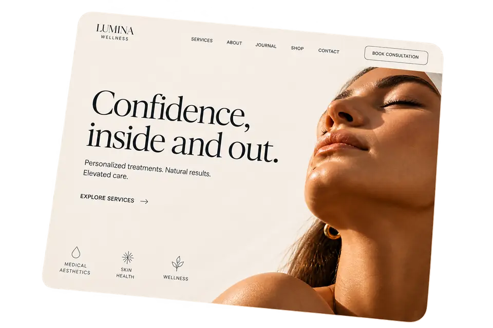 Lumina Wellness website concept.