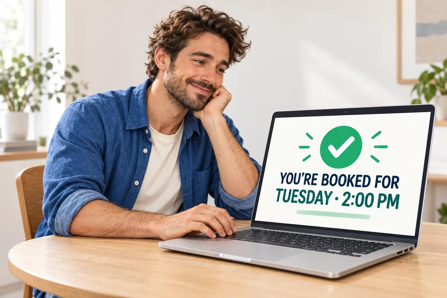 A customer receiving a clear booking confirmation after completing the website's next step